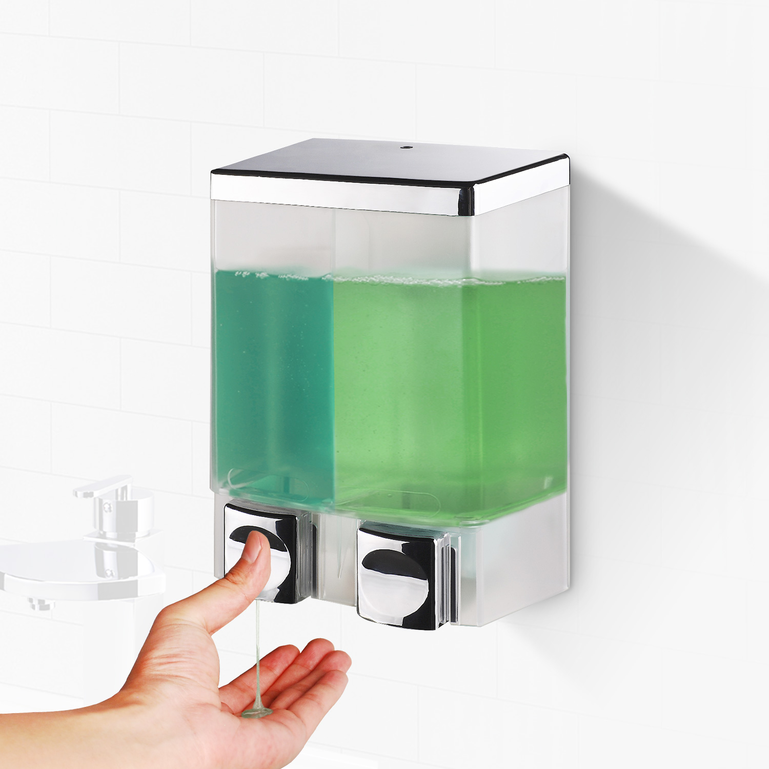 Double Chrome Wall Mounted Soap Dispenser V-4401